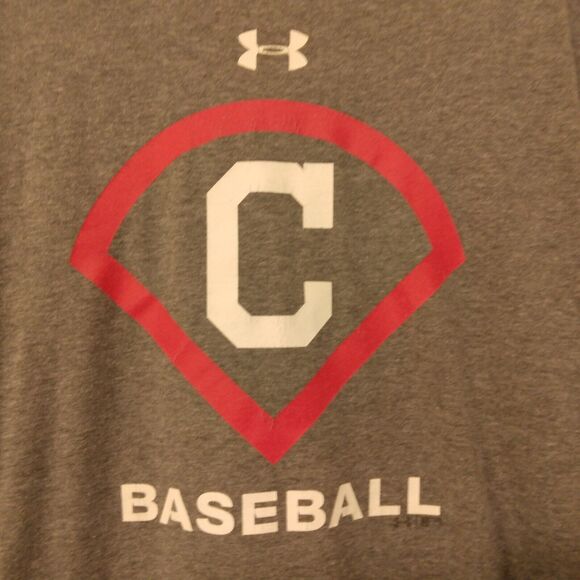 Under Armour tshirt mens L Large gray cleveland indians gaurdians baseball MLB - Picture 3 of 9